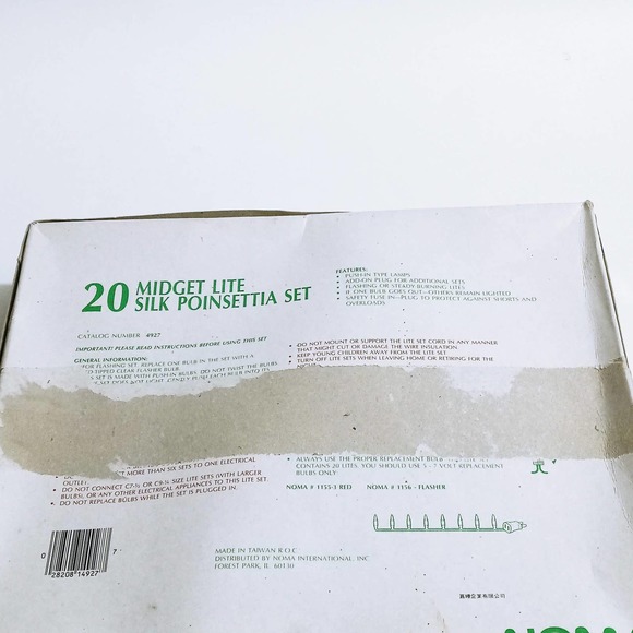 Vintage Noma Midget Lite Silk Poinsettia Set 20 Lights 34ft (hsu) - Picture 9 of 10